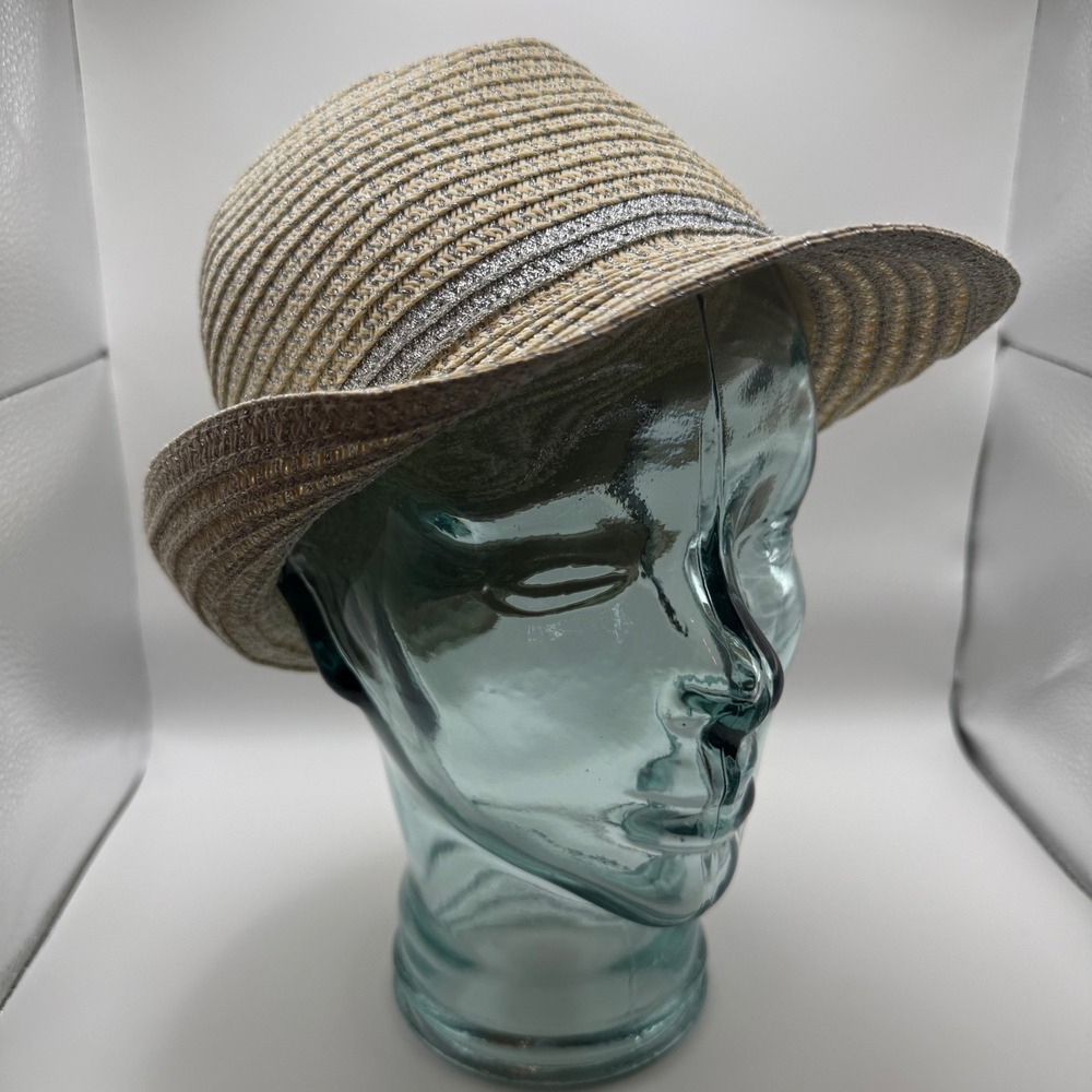 San Diego Hat Co Four Buttons Womens Sun Hat OS Tan Silver Metallic Woven Cloche